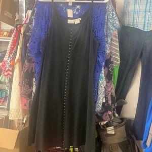 Newport News Black Clasp-Up Cotton Dress